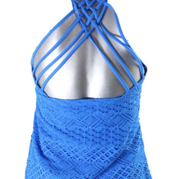Island Escape Sky Crochet Strappy Tankini Top - Picture 3 of 3